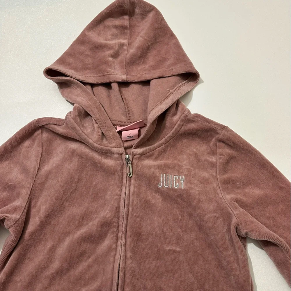 Juicy Couture Mauve Pink Velour Two Piece Front Zip Track Suit Girls Size 7